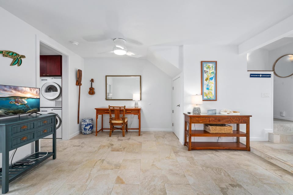 Desk area connected to living room
