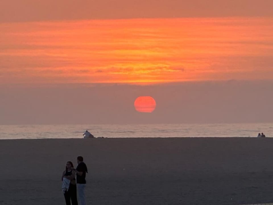Sunset on the beach, 2 min from the apartment.