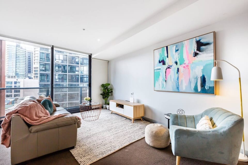The cosy living area feature a plush leather lounge, reading nook and plenty of space to spread out.