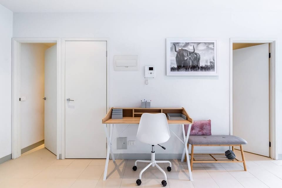 Get some work done at the dedicated study nook in the main living area.