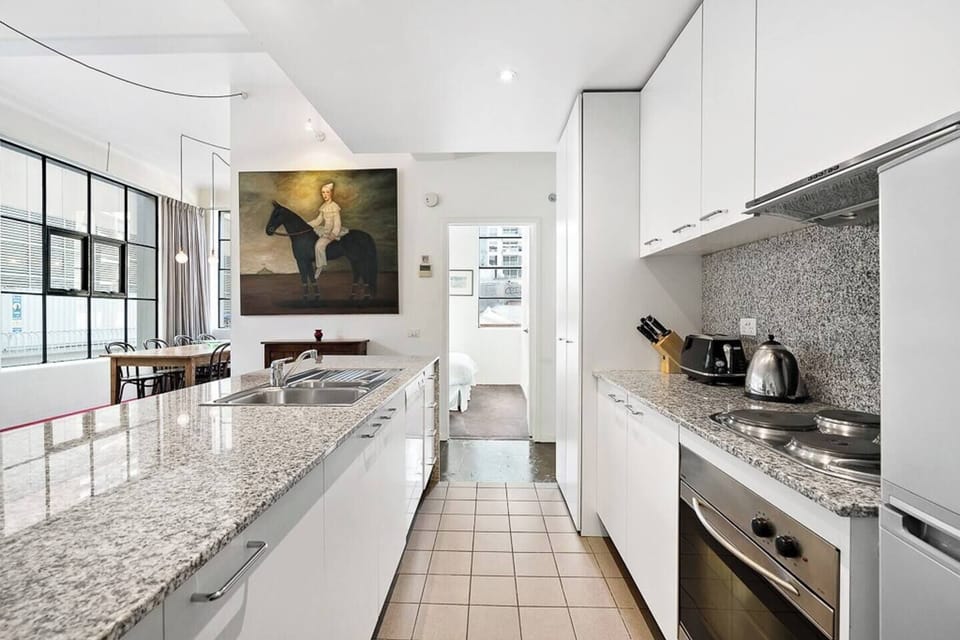 The kitchen is fully-equipped with everything you'll need to whip up something delicious at home—or opt for takeaway at one of the many eateries on Flinders Lane.