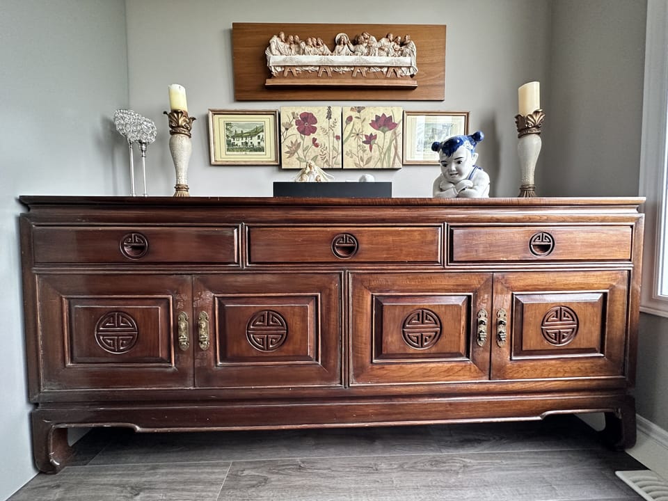 Rosewood buffet table at dining area.