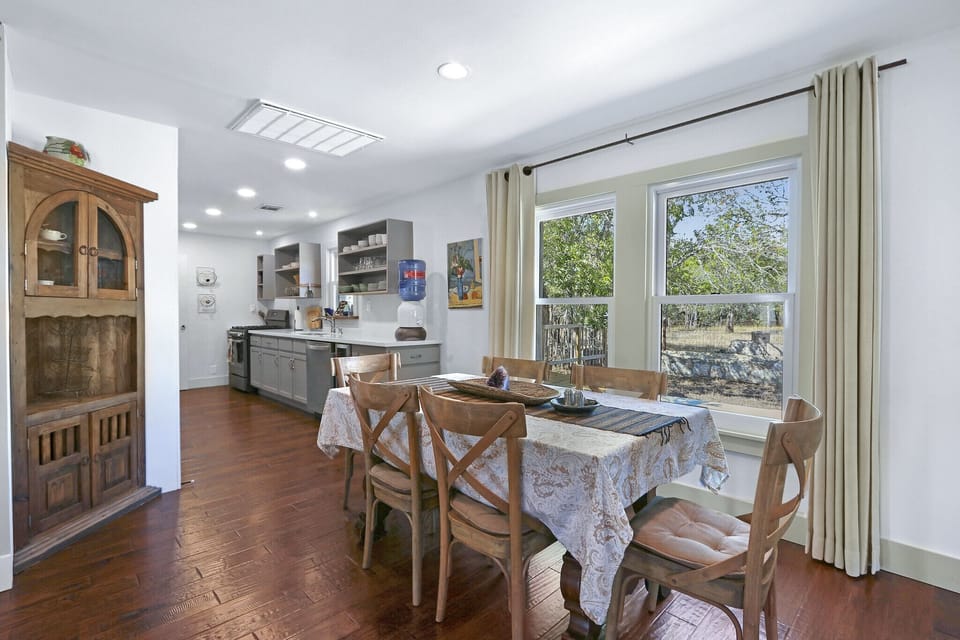 Dining is conveniently located adjacent to the kitchen