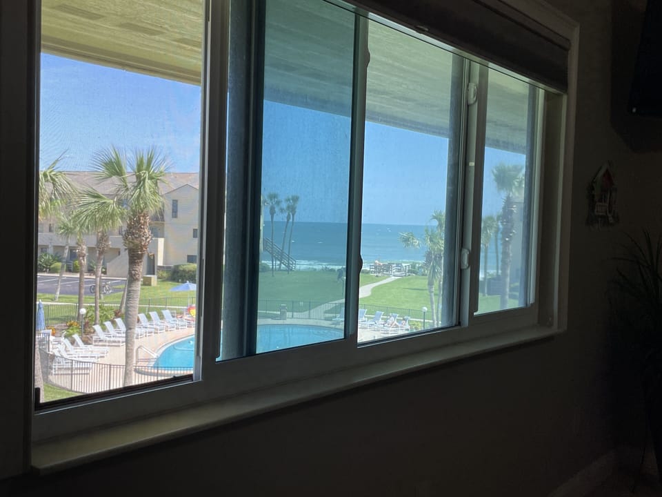 Pool and ocean view from master bedroom