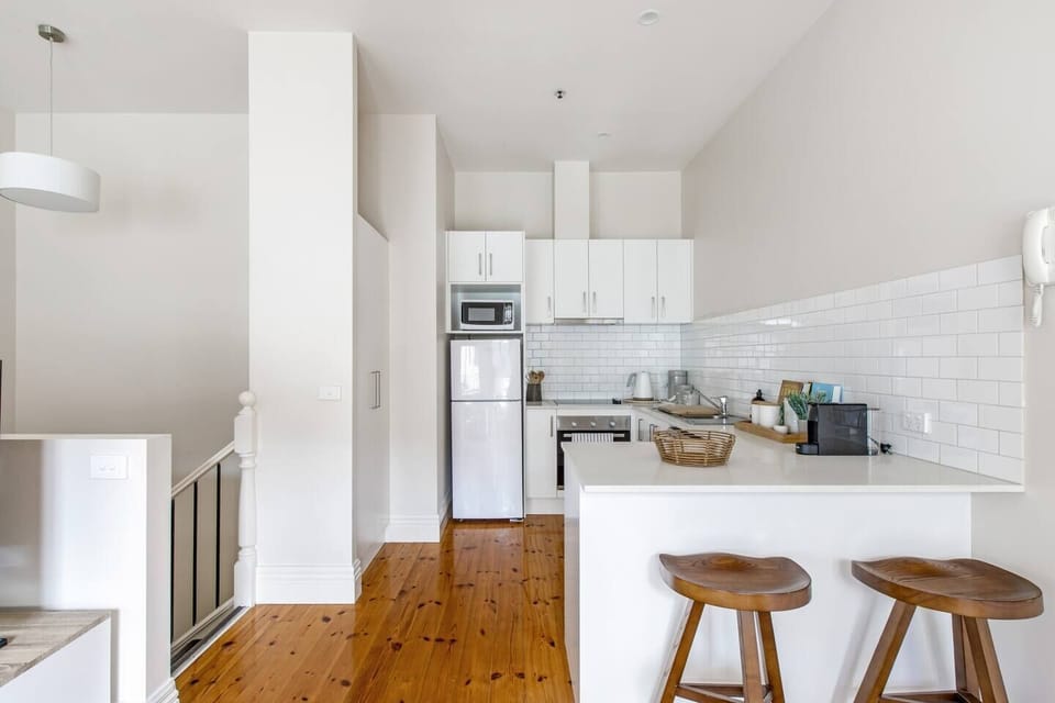 Newly renovated and fully equipped kitchen with up-to-date appliances and the added touches of home. 