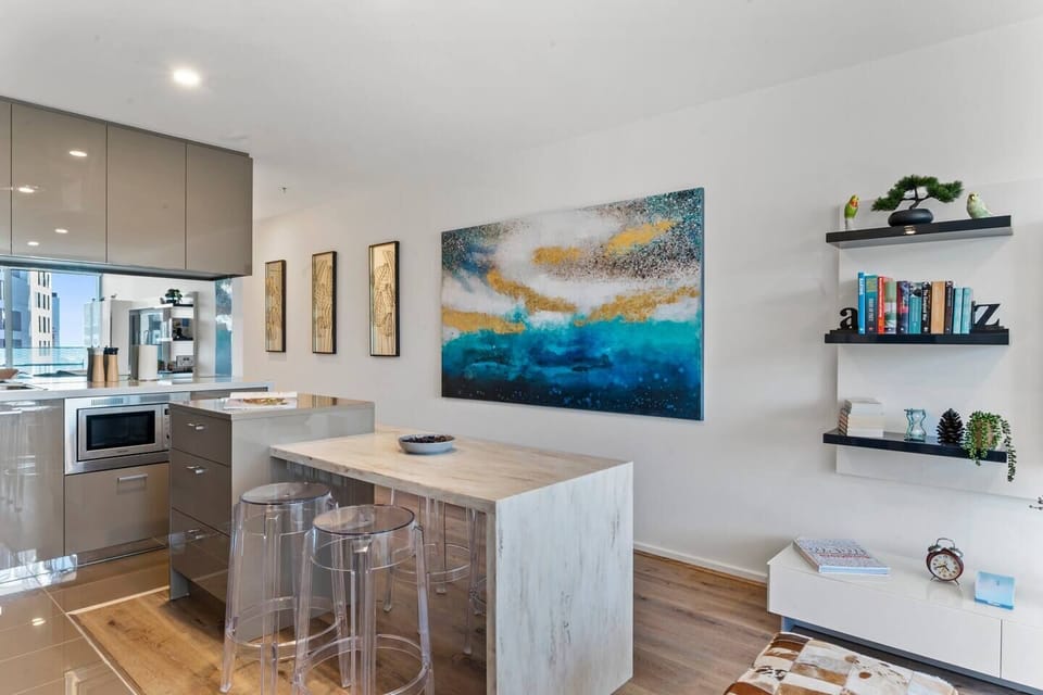 Eating in and cleaning up is a breeze with the dining area just adjacent to the kitchen.