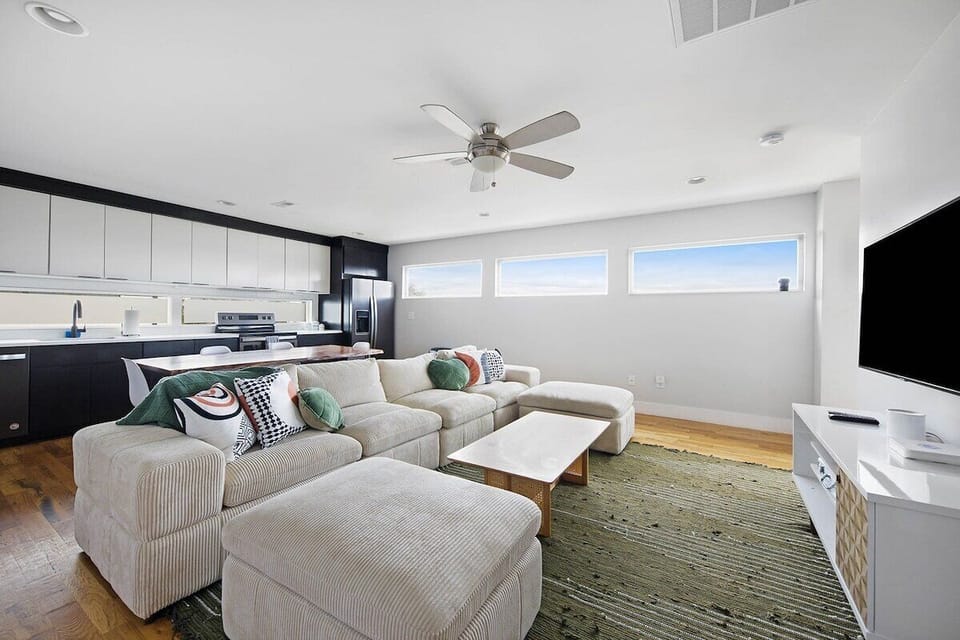 Bright, breezy layout with designer furnishings and natural light.