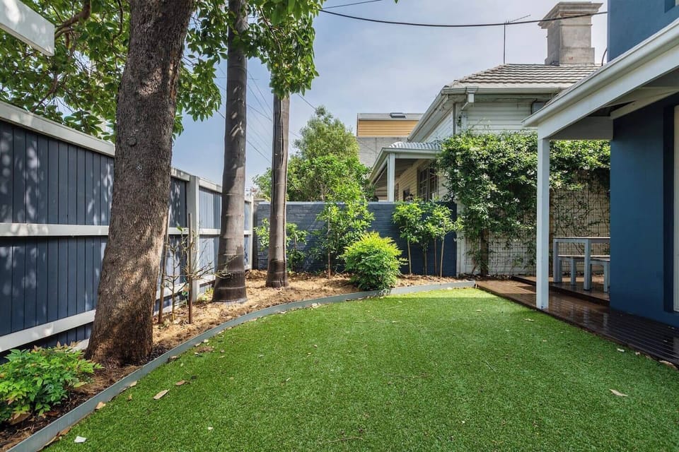 Head out to the fenced backyard for some playtime under the sun.