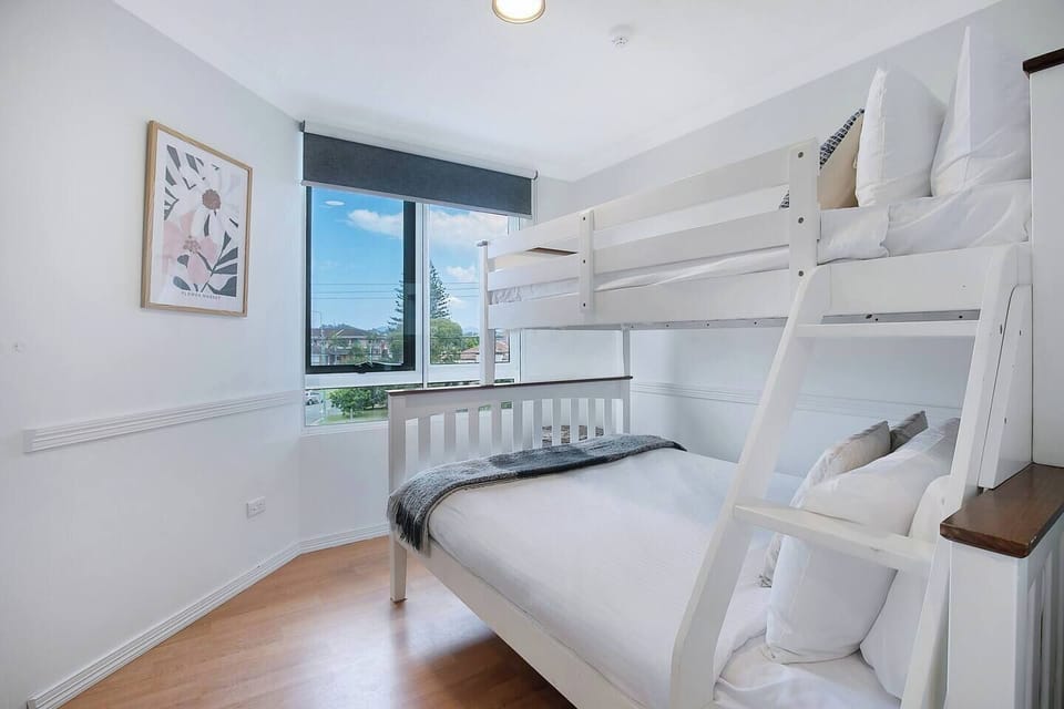 The second bedroom is perfect for those travelling with kids with a combination bunk bed with a double below and single overhead.