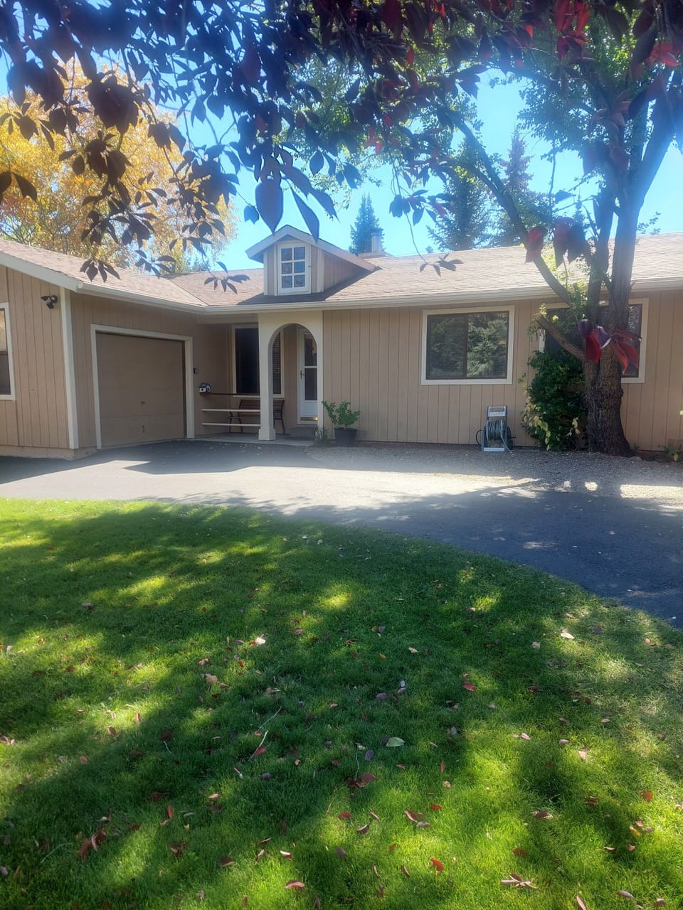 Front of home and private driveway
