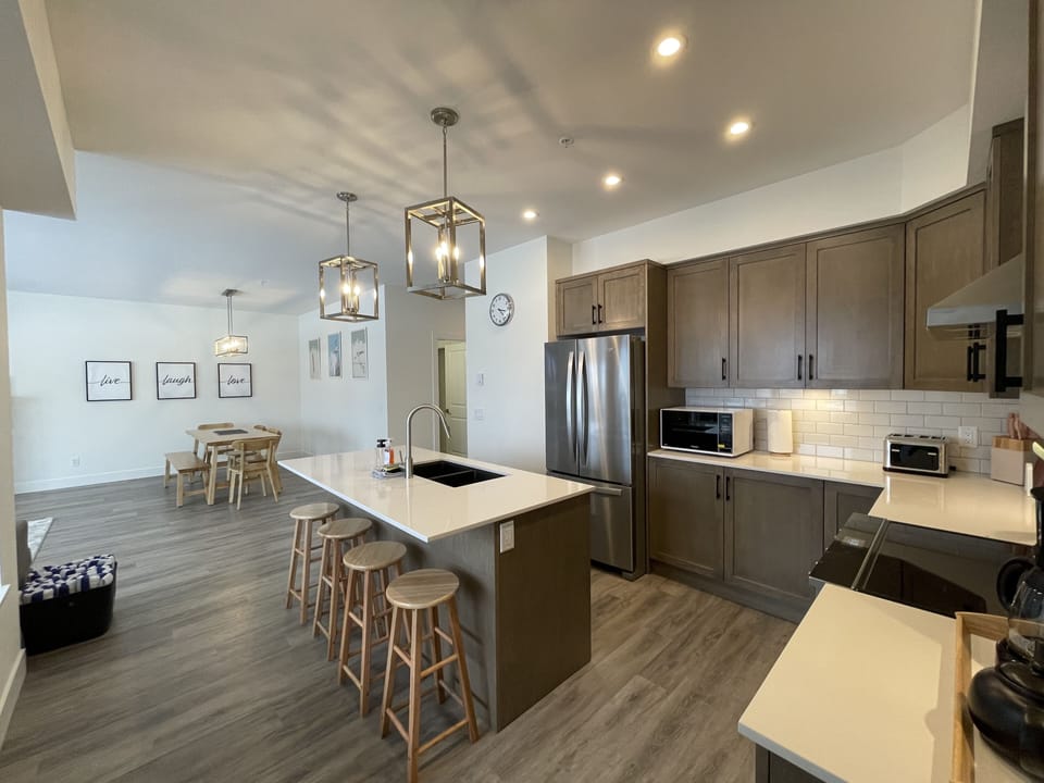 Open living dining kitchen layout