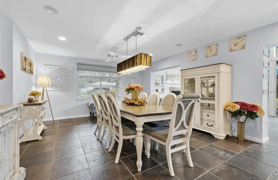 Confortable and spacious dining area .