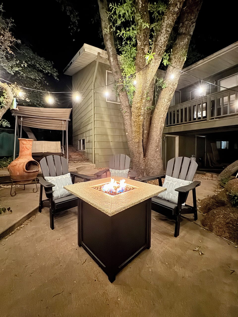 Relax year-round at our cozy fire pit!
