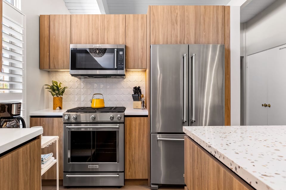 Stainless steel kitchen appliances