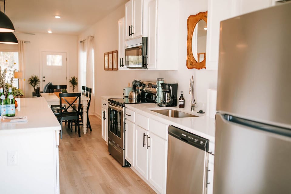 Our kitchen is fully stocked and ready for your morning coffee or a delicious home-cooked meal. Mer and I want you to feel completely at home!