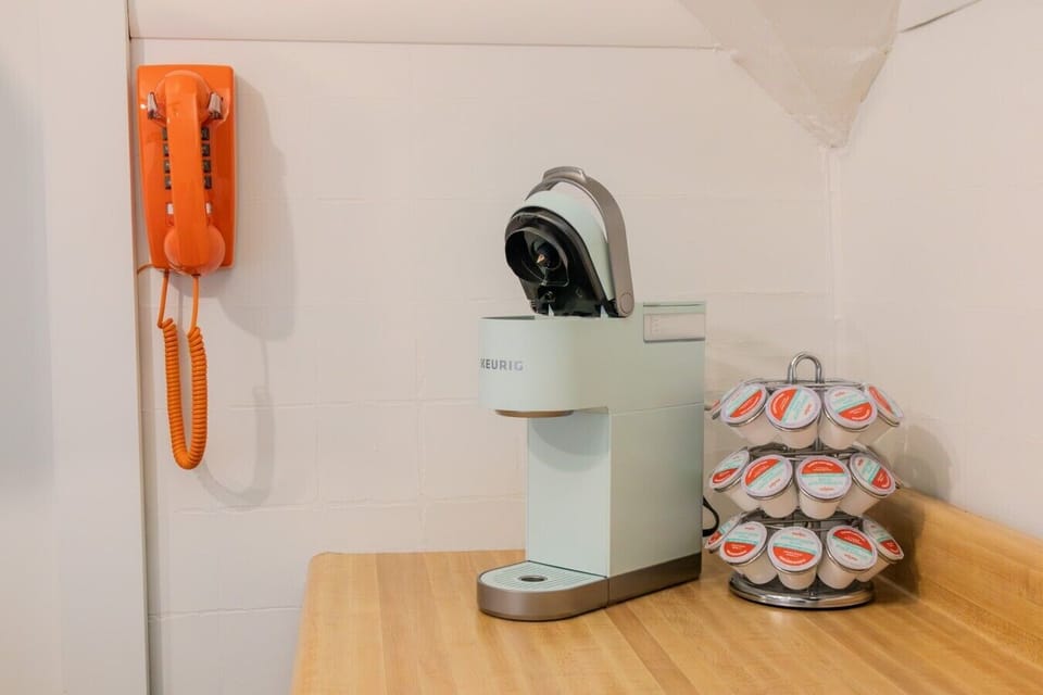 Each unit has its own vintage phone. Book the whole house and use them to call the kids down for dinner or just chat between units.