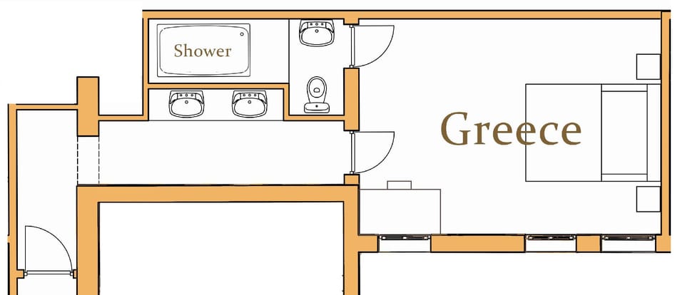 The Room Plan of the Greece bedroom.