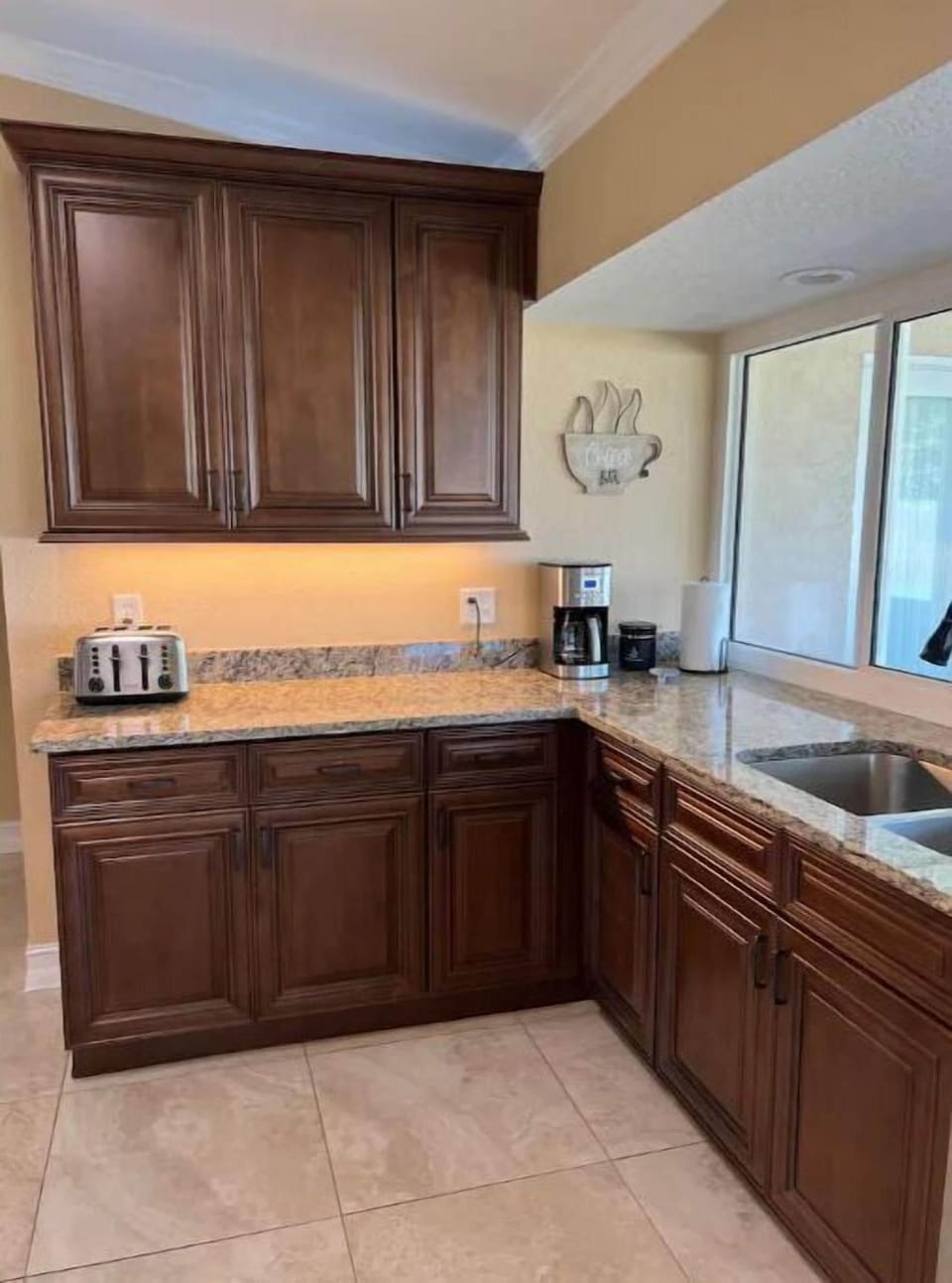 Kitchen with pass thru window