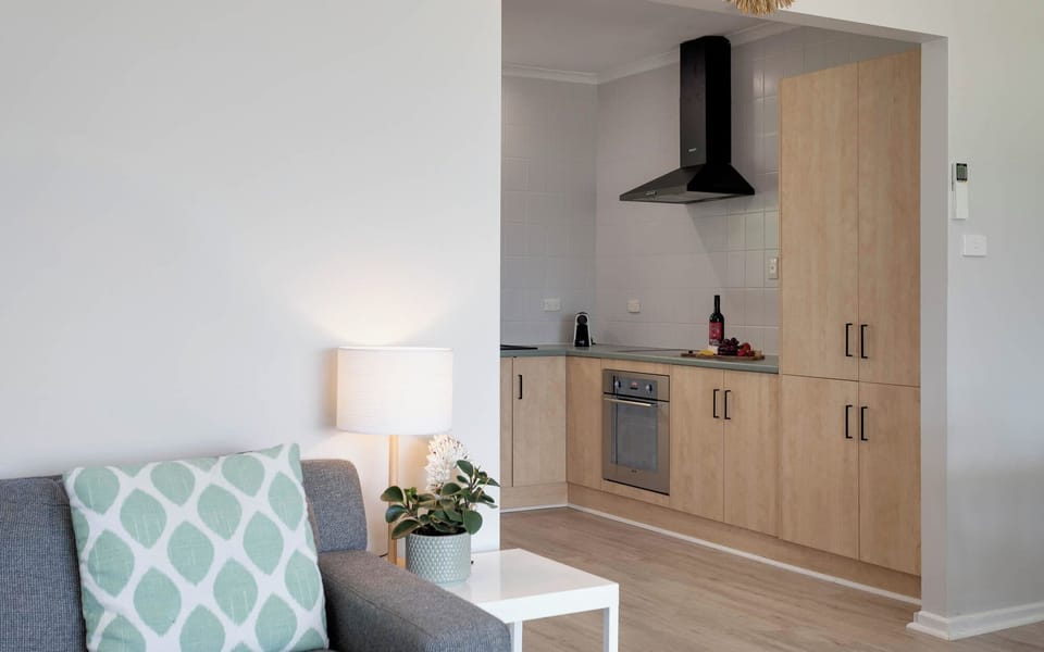 Living room connects to the open plan kitchen