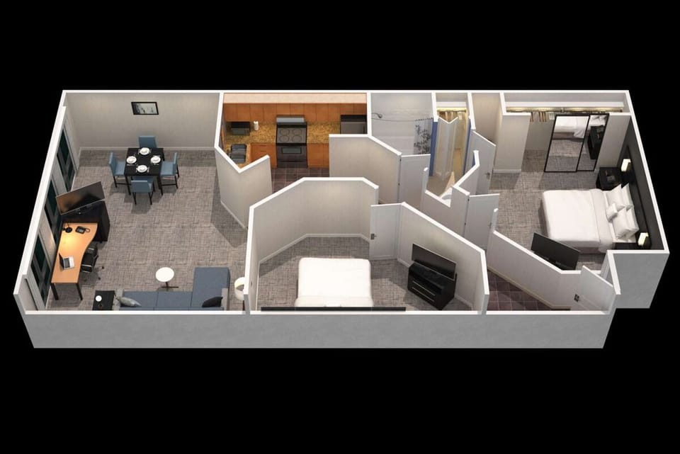 Visualize the suite layout at a glance before booking.