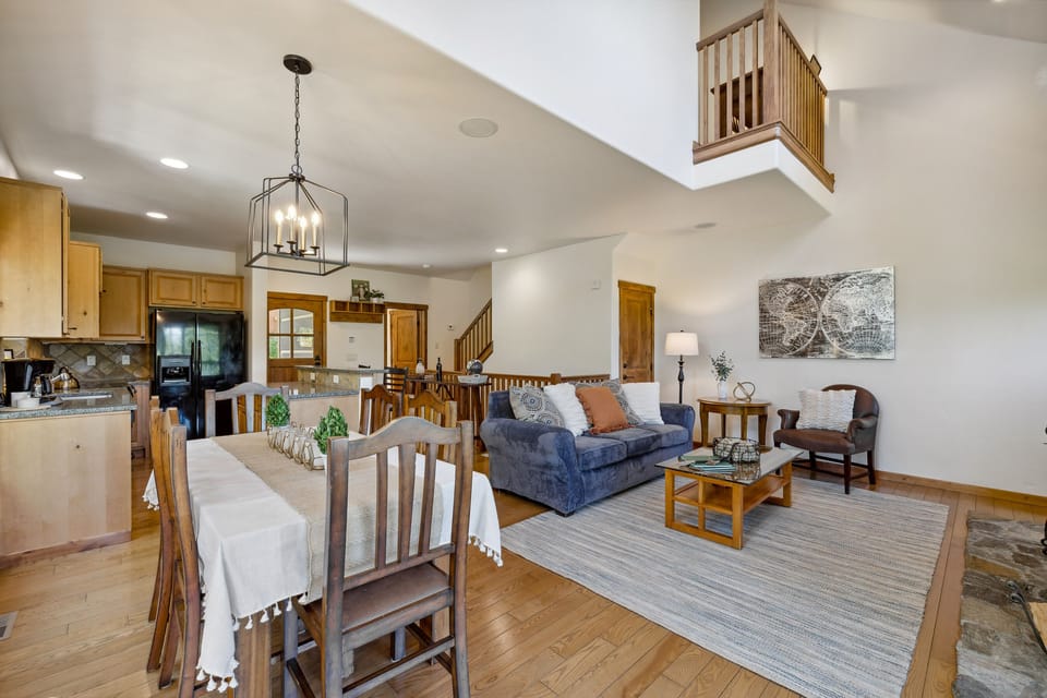 The open concept space is wonderful for entertaining. The sofa folds out to a queen-sized sleeper