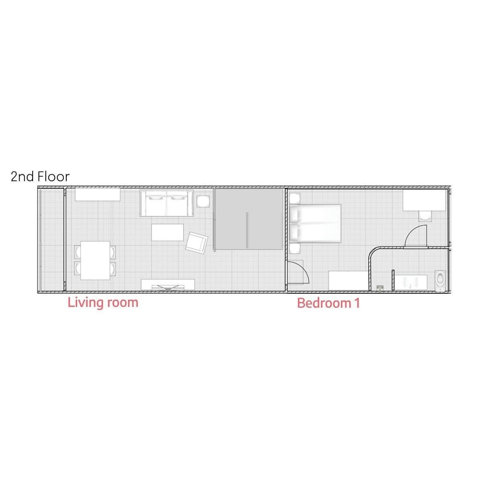 Second-floor layout features a cozy living room, a spacious master bedroom, and a private bathroom. Enjoy the added bonus of a front-facing balcony, perfect for soaking in the local ambiance and fresh air.
