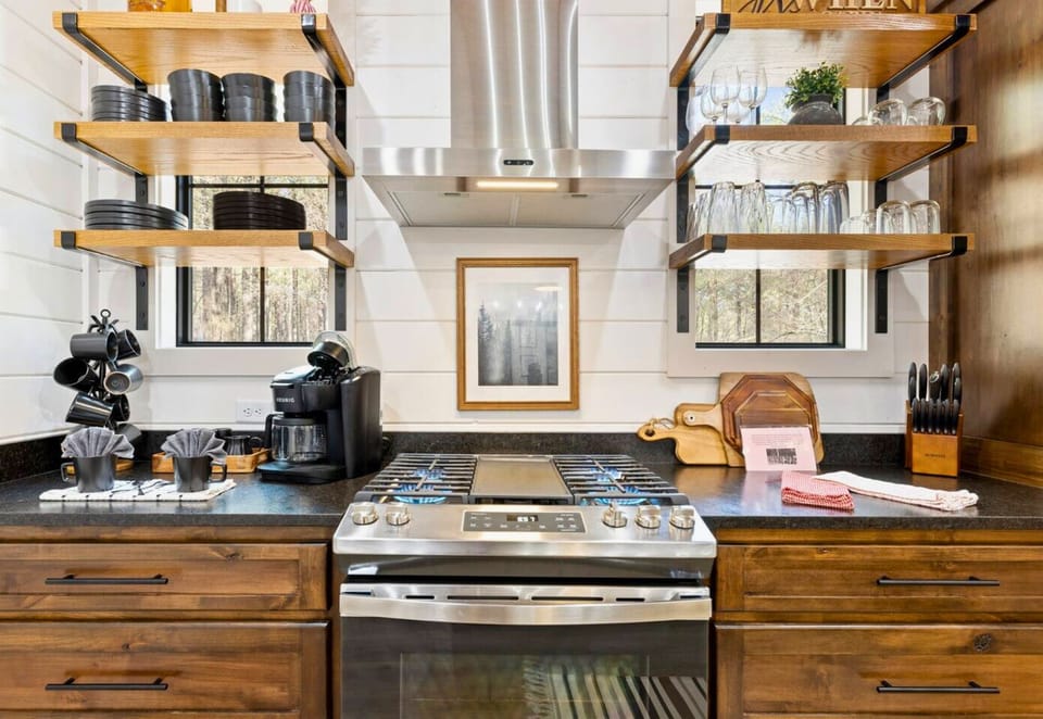 This modern kitchen setup makes cooking a pleasure.
