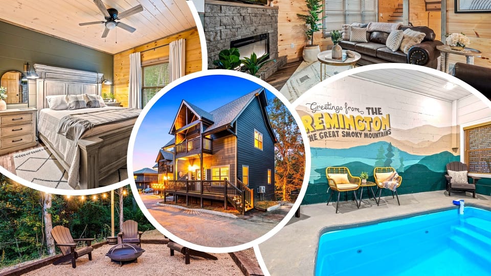 A collage of various shots of our cabin