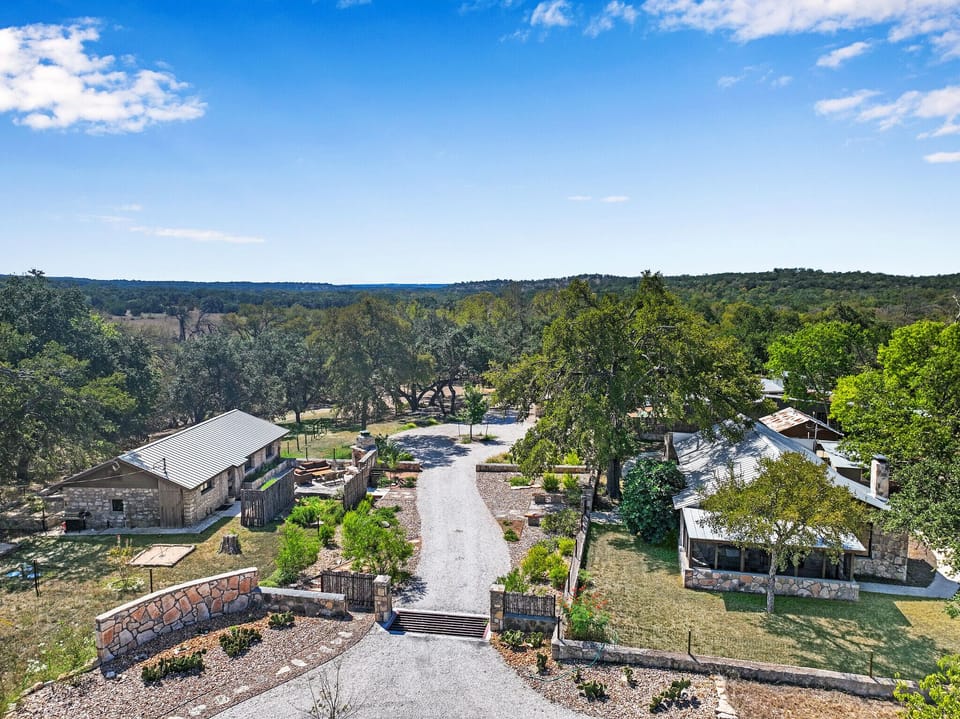 Areal view of the three casitas at Camino Ranchito