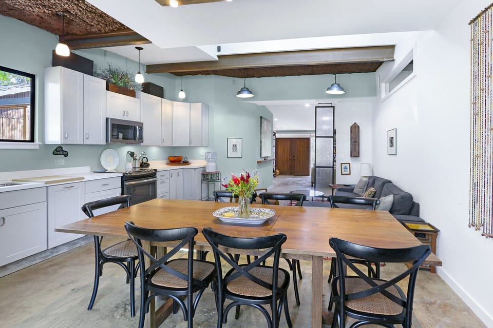 Large dining table with ample seating