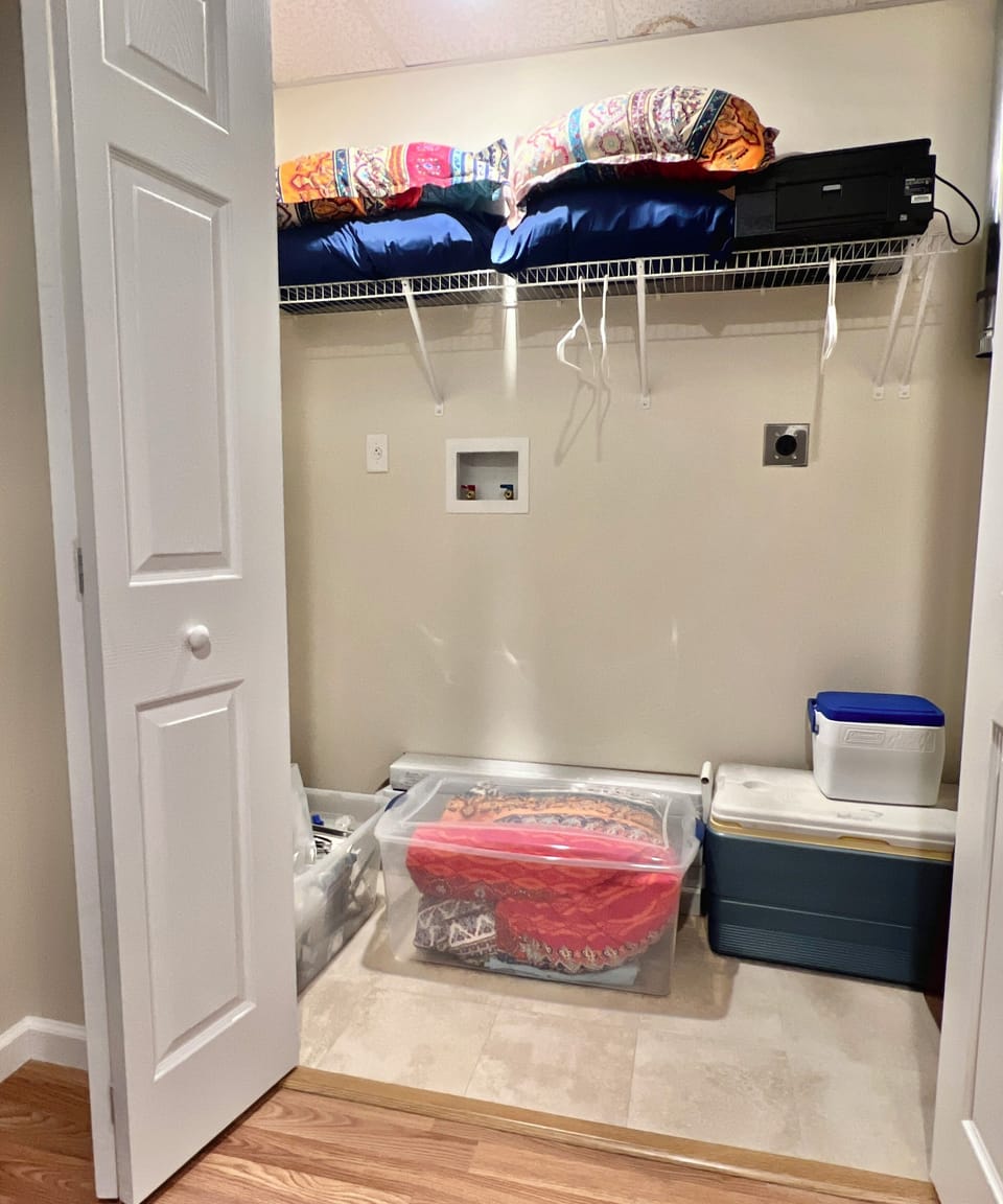 Bedding for sofa bed is in the closet in the basment.