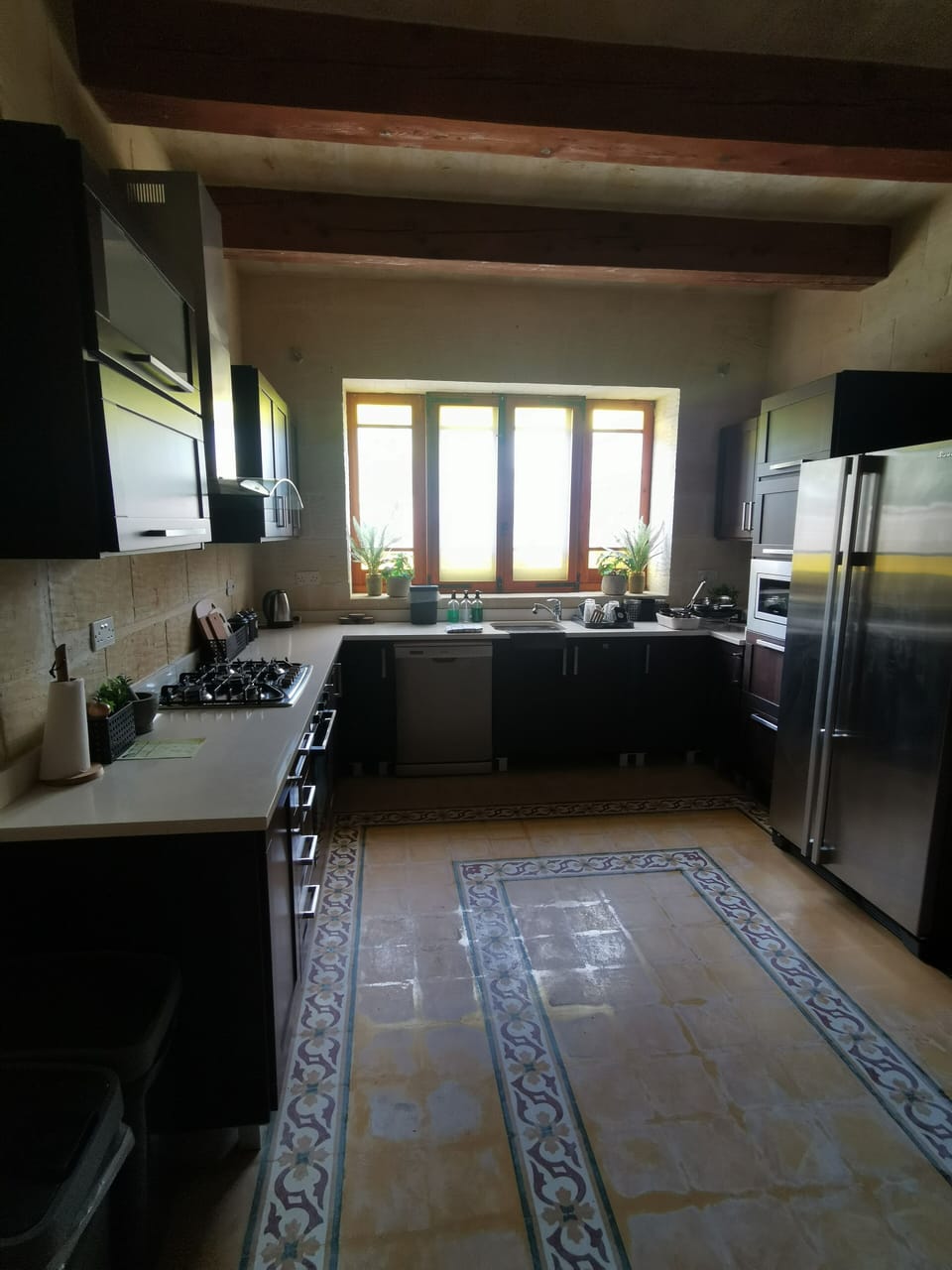 Large fully equipped kitchen with microwave