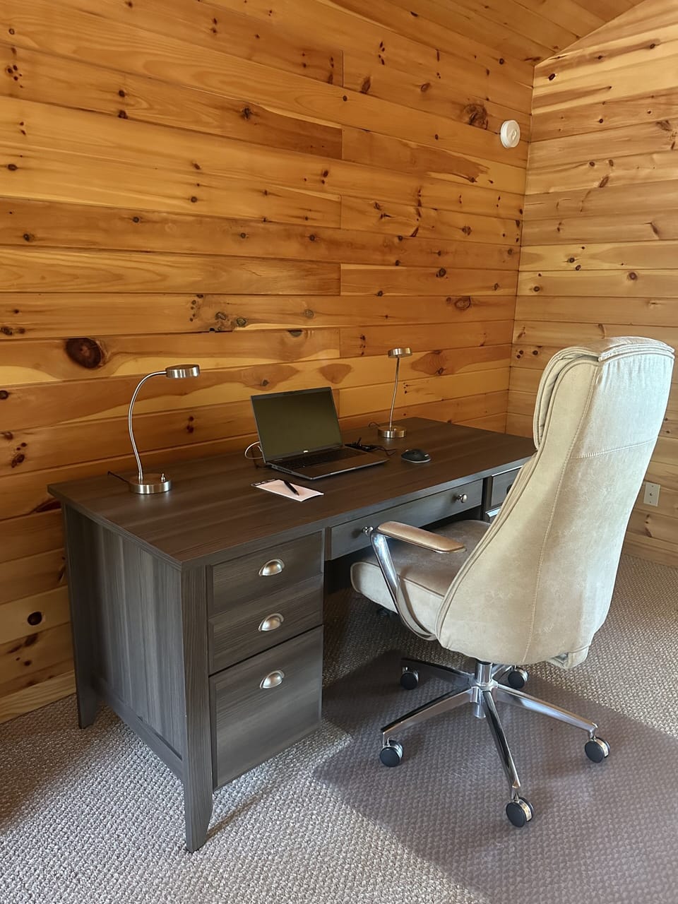 Designated work space in loft.
