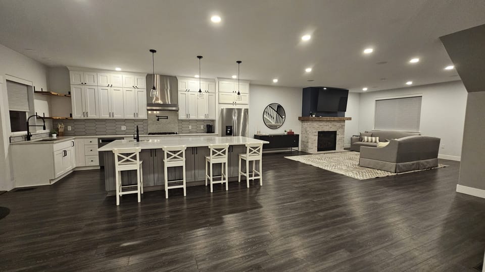 View from the dining room into the main living area.