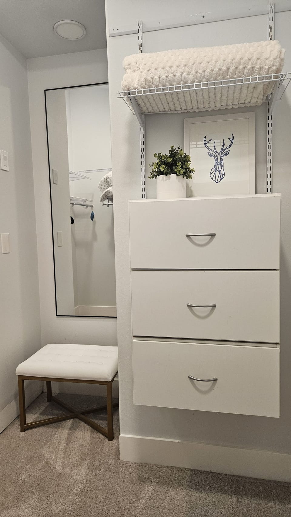 Walk in closet off the master bathroom. 