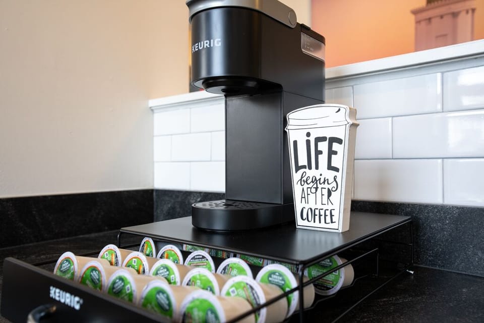 Coffee, tea, and all applicable essentials always provided