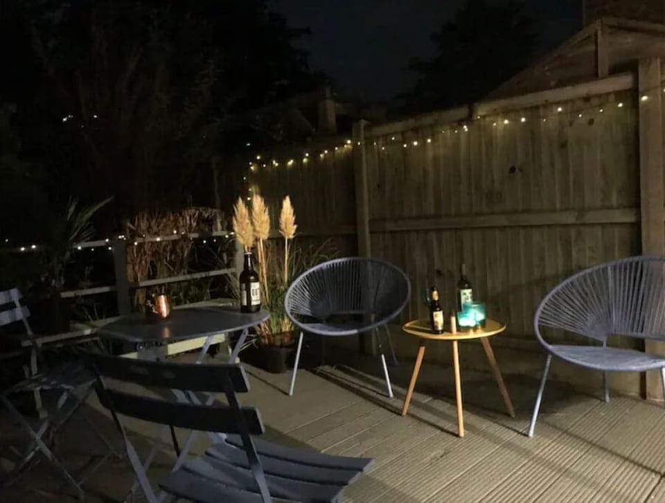 At night fairy lights click on in case fresh air and a night cap are in order!
