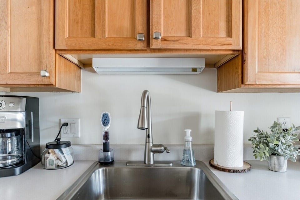 Well stocked kitchen includes coffee maker and all the essentials to enjoy meals