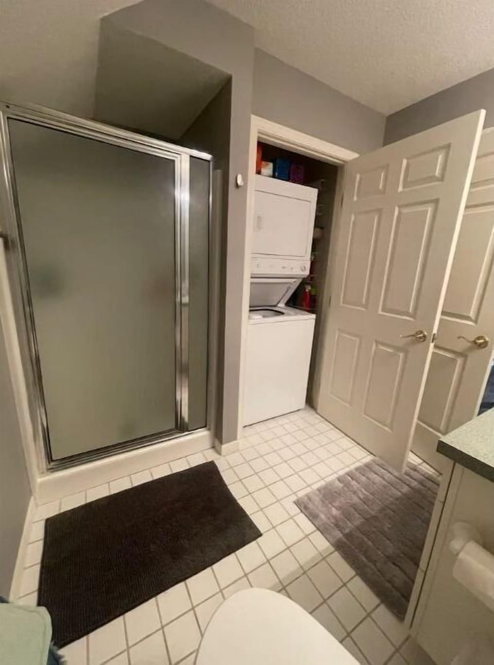 Bathroom with shower and laundry