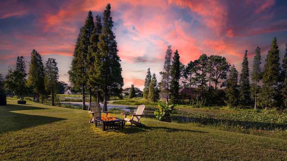 Backyard Oasis with Alpine Chairs, Fire Pit, Beautiful Sunsets, Wildlife, & Lake