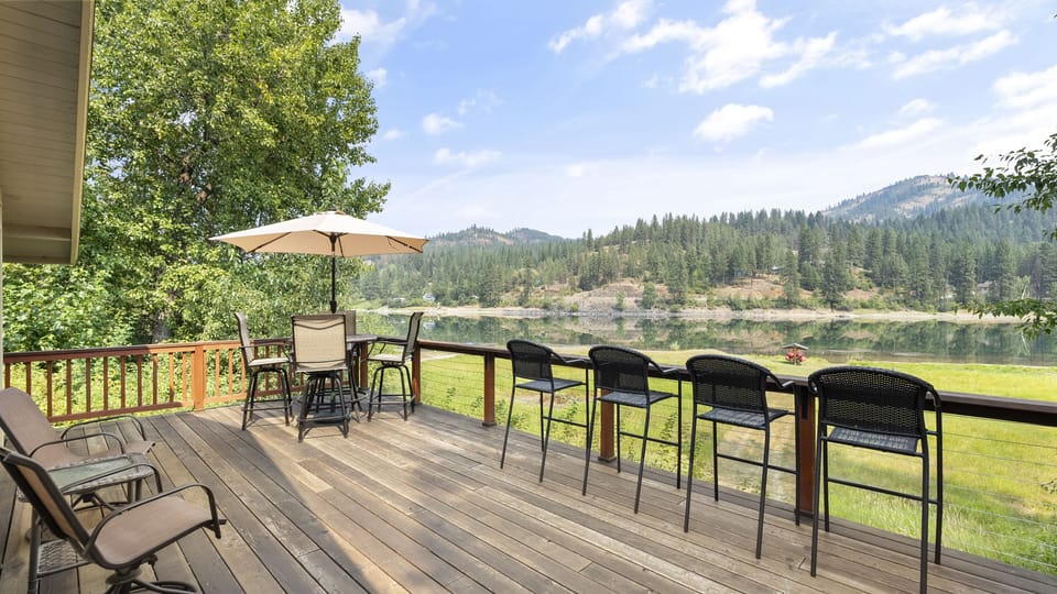 View from the deck right outside the cozy livingroom