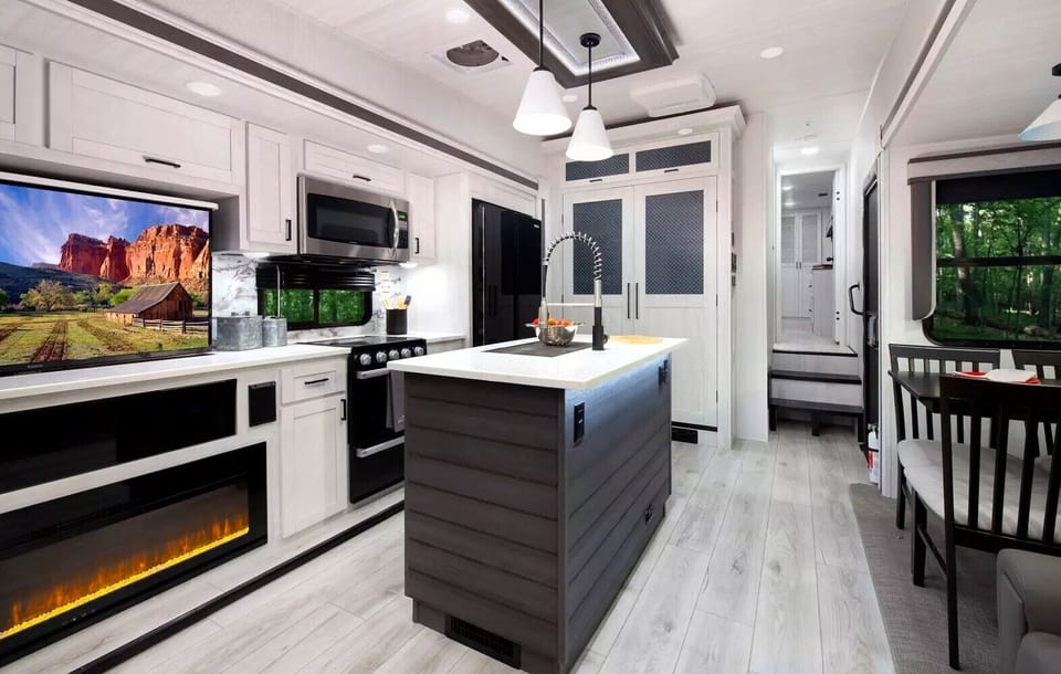 Kitchen & Fireplace