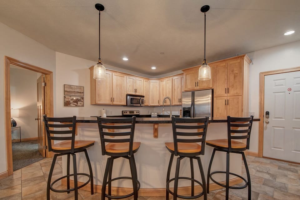 The swivel bar stools makes time at the counter even more enjoyable!