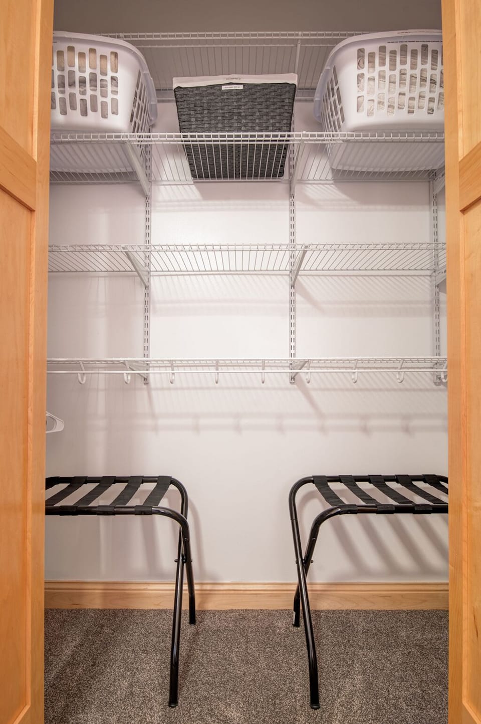 Closets (in both guest rooms) offer luggage racks & shelves for personal items.