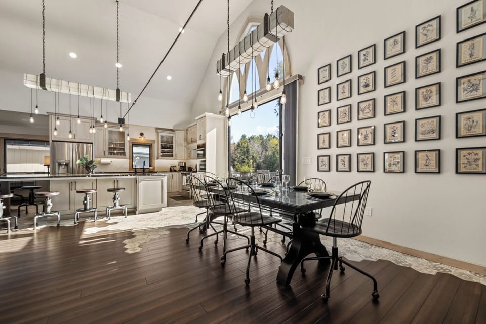 Dining Room with industrial table and seating for 8