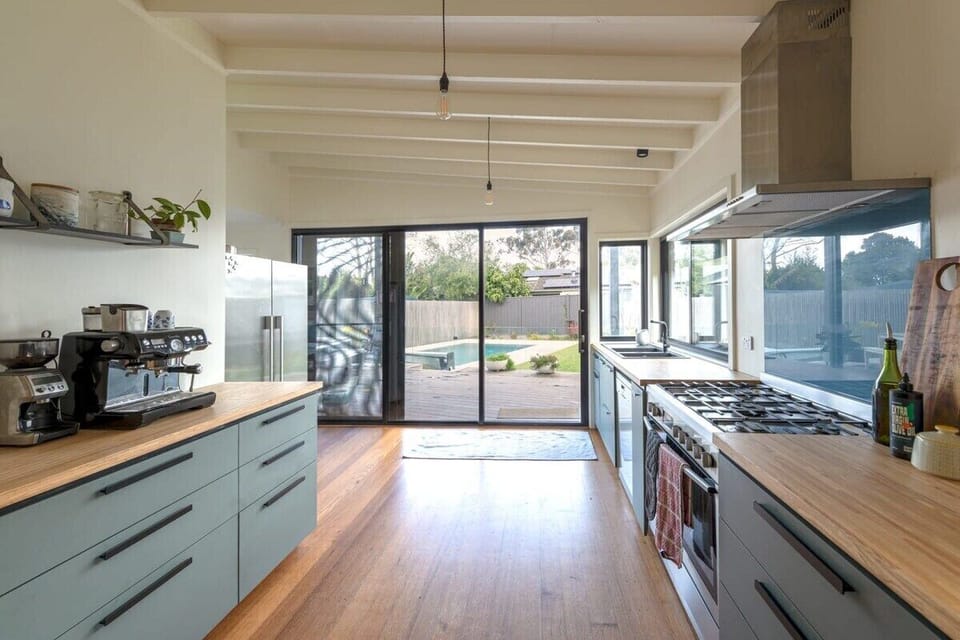 Open plan kitchen, with outdoor living opening right up