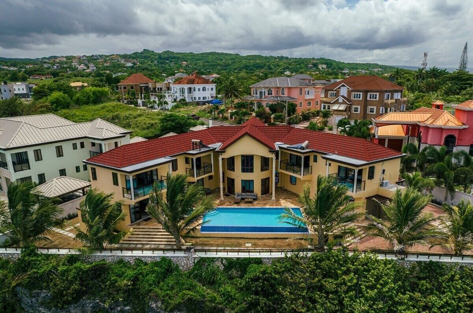 Wide view of the back of the property