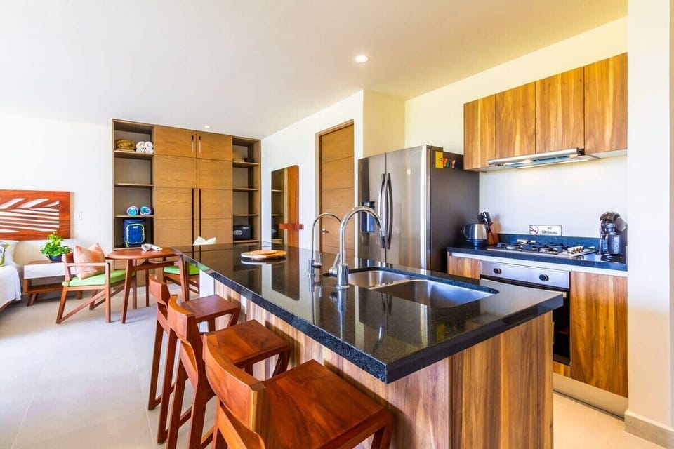A fully-equipped kitchen for meals at home