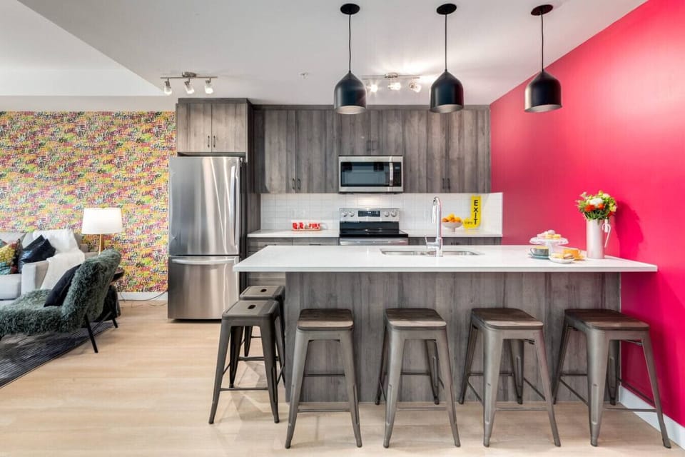 Spacious and modern kitchen.