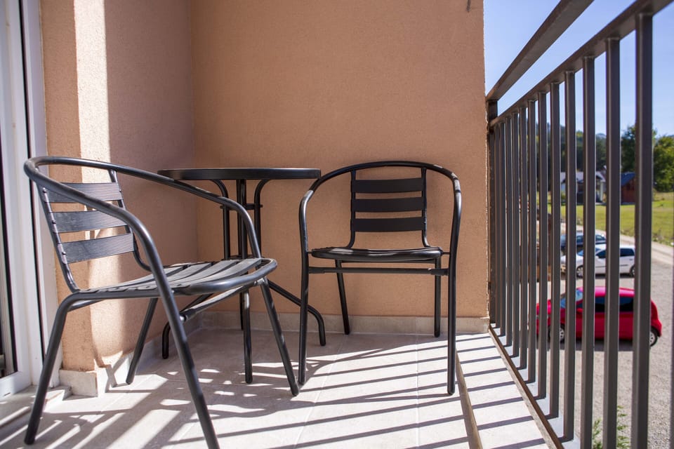 The balcony provides to you a mountain view